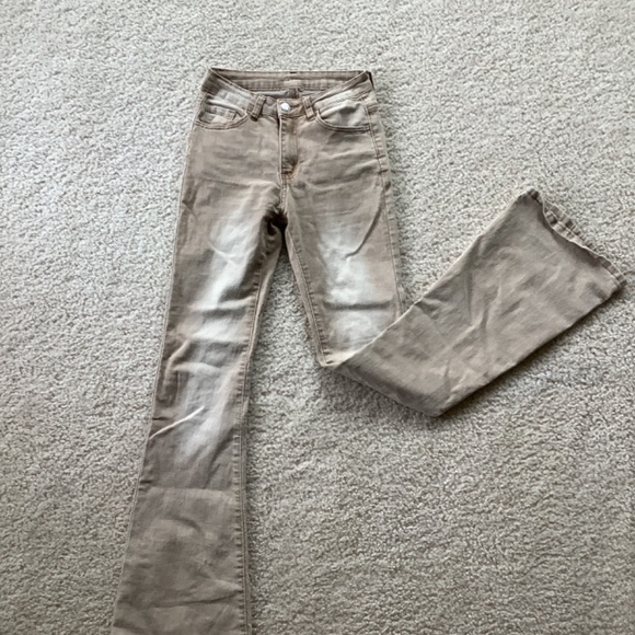 Khaki mid-rise flared denim - Picture 2 of 2